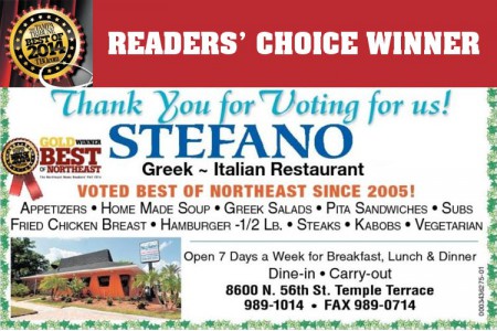 Read more about the article Best Greek Again! Stefano Greek Italian Restaurant 2014