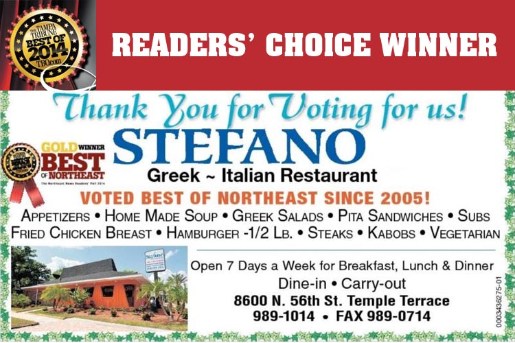 Read more about the article Best Greek Again! Stefano Greek Italian Restaurant 2014