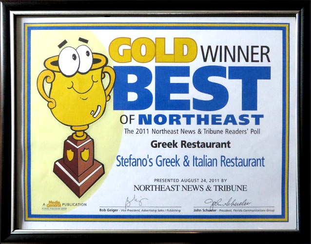 Read more about the article BEST GREEK restaurant in Northeast Tampa 2011 – Stefano Greek Italian Restaurant
